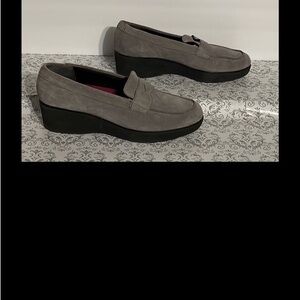 Munro Gray Suede Platform Loafers